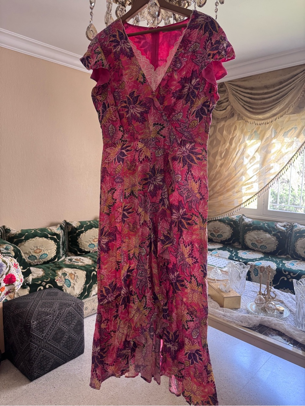 Gaudi' Pink Floral Wrap Maxi Dress